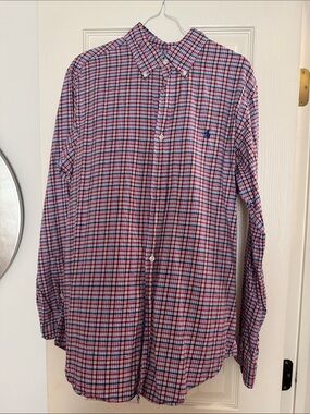 Ralph Lauren Red, Blue & White Plaid Button-Down Shirt